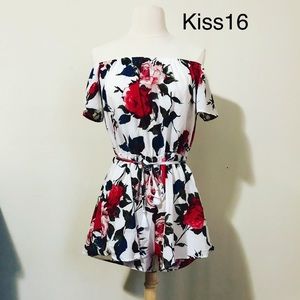 Rose printed romper